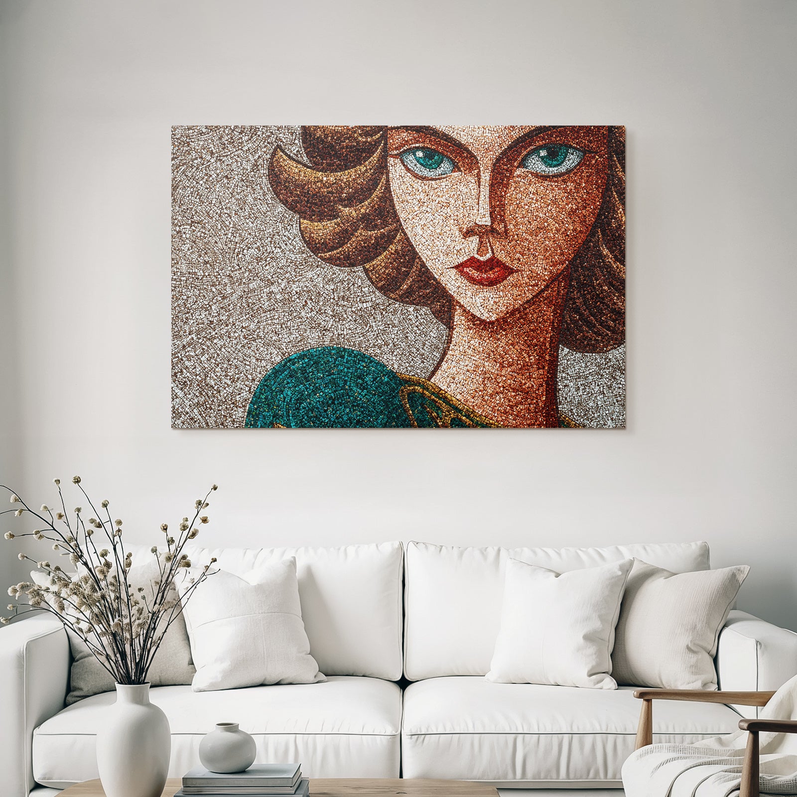 ArtDeco Stilisierte Fraünporträt Mosaikkunst