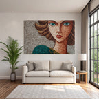 ArtDeco Stilisierte Fraünporträt Mosaikkunst