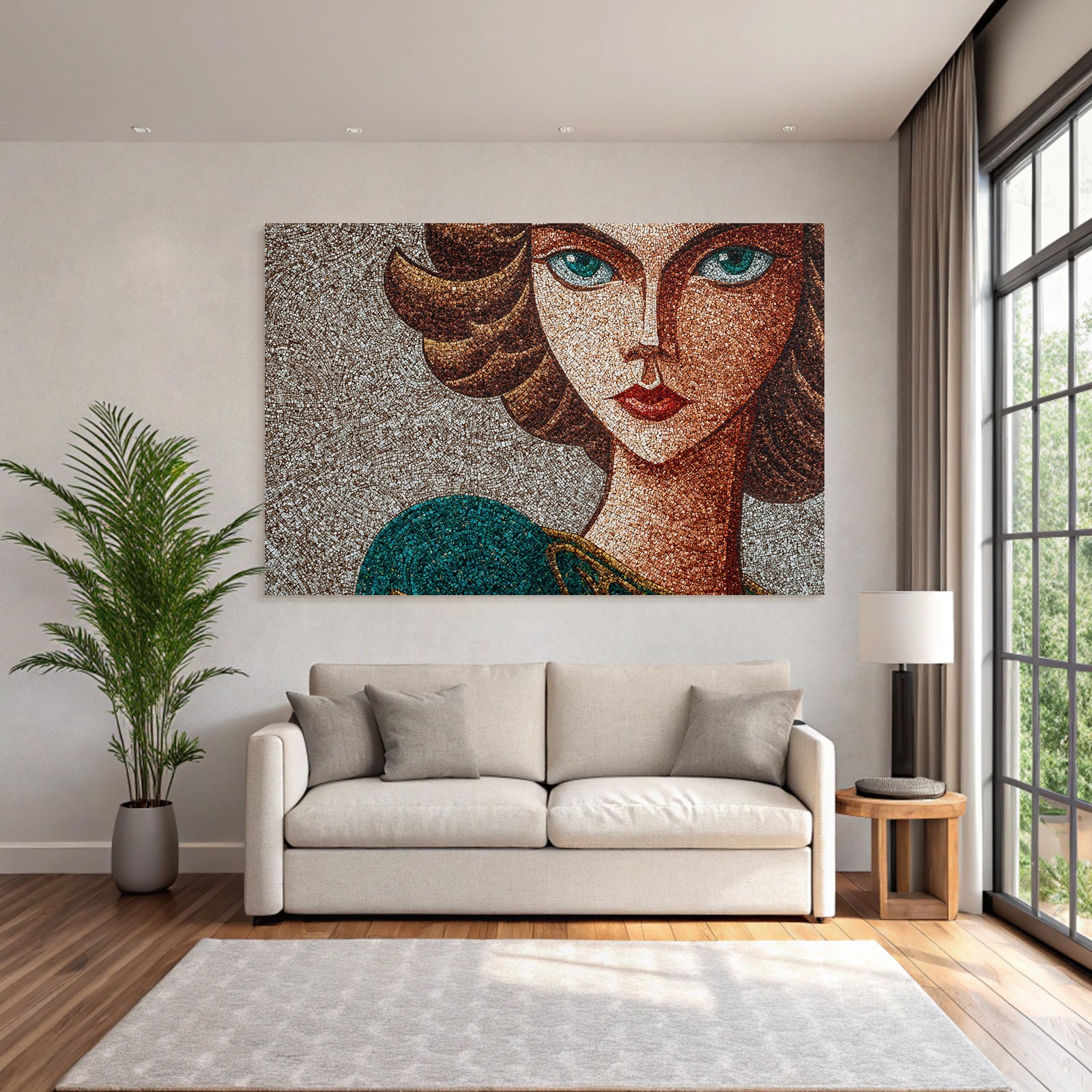 ArtDeco Stilisierte Fraünporträt Mosaikkunst