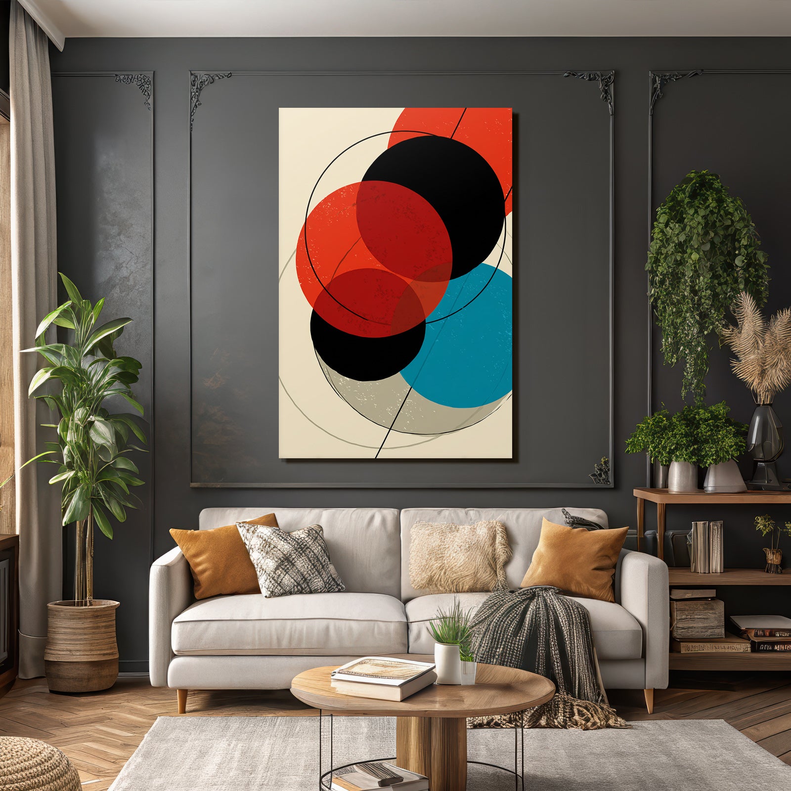 Abstrakte Farbkreise Rot Schwarz Und Blau