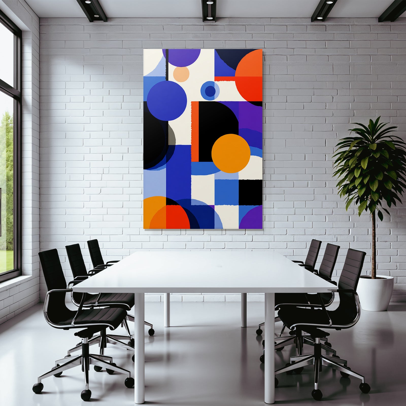 Abstrakte Geometrische Formen In Blau Orange Lila Schwarz