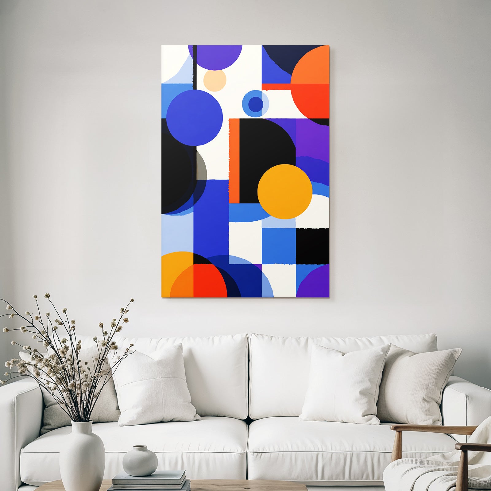 Abstrakte Geometrische Formen In Blau Orange Lila Schwarz