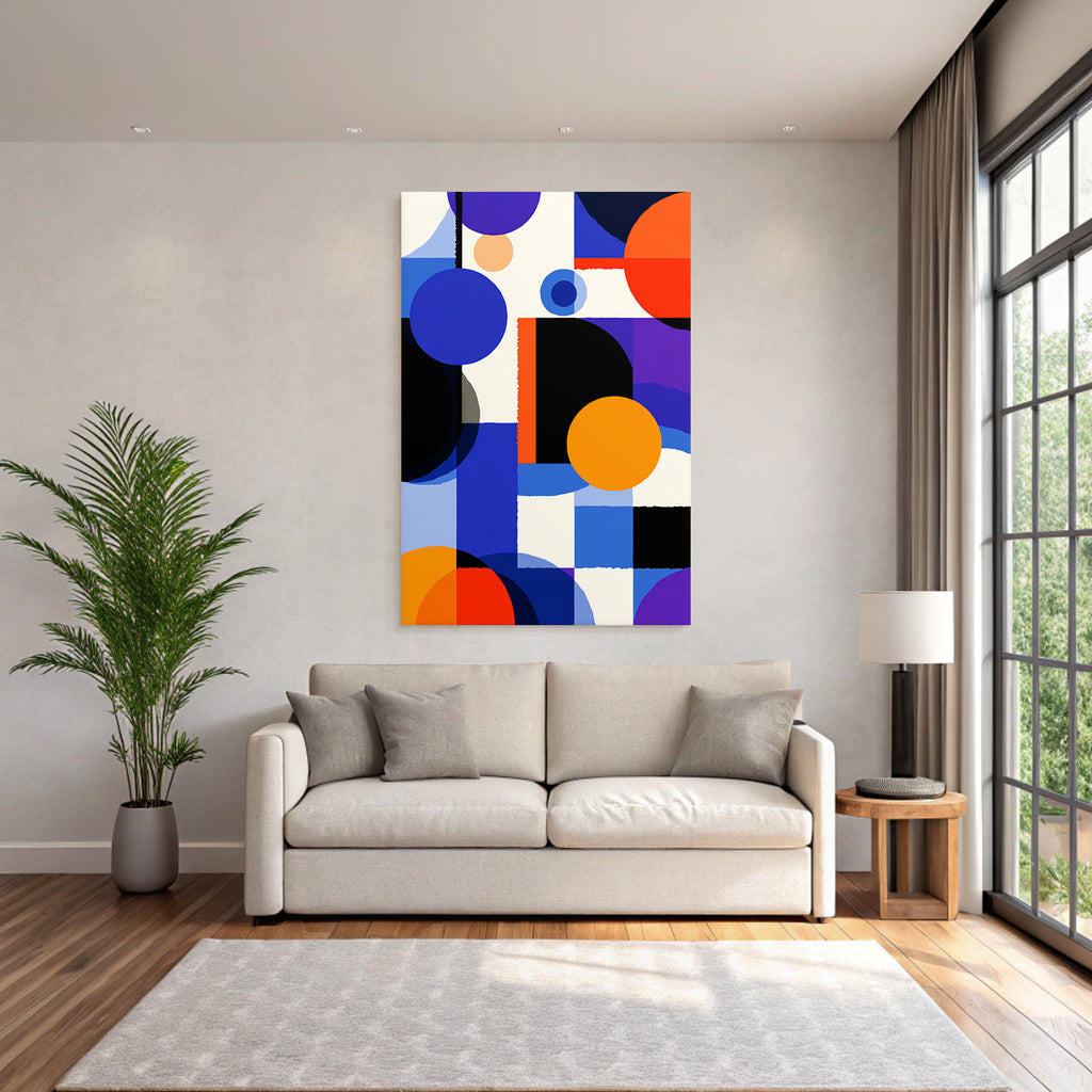 Abstrakte Geometrische Formen In Blau Orange Lila Schwarz