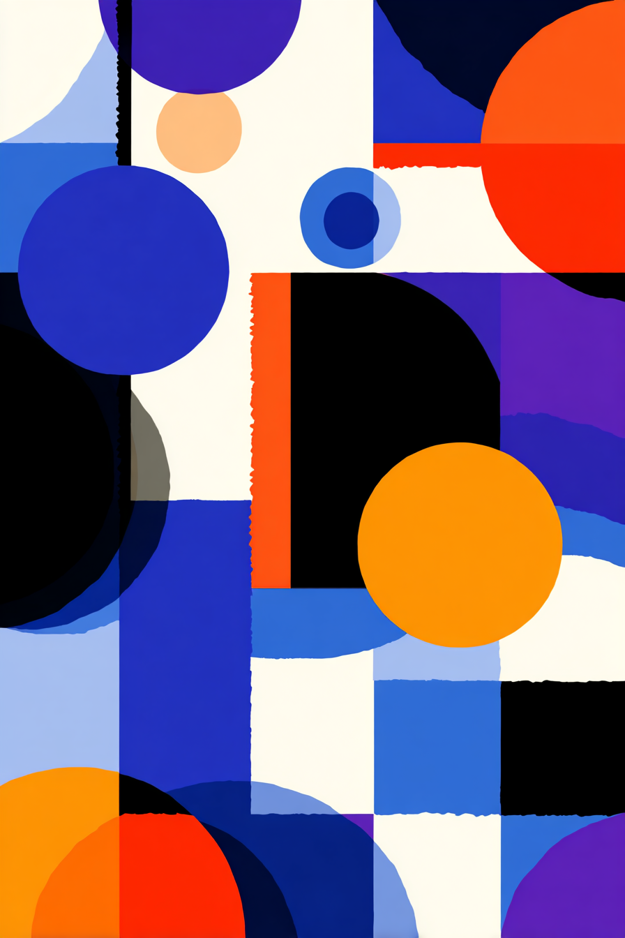 Abstrakte Geometrische Formen In Blau Orange Lila Schwarz | Bauhaus | Stilrichtungen