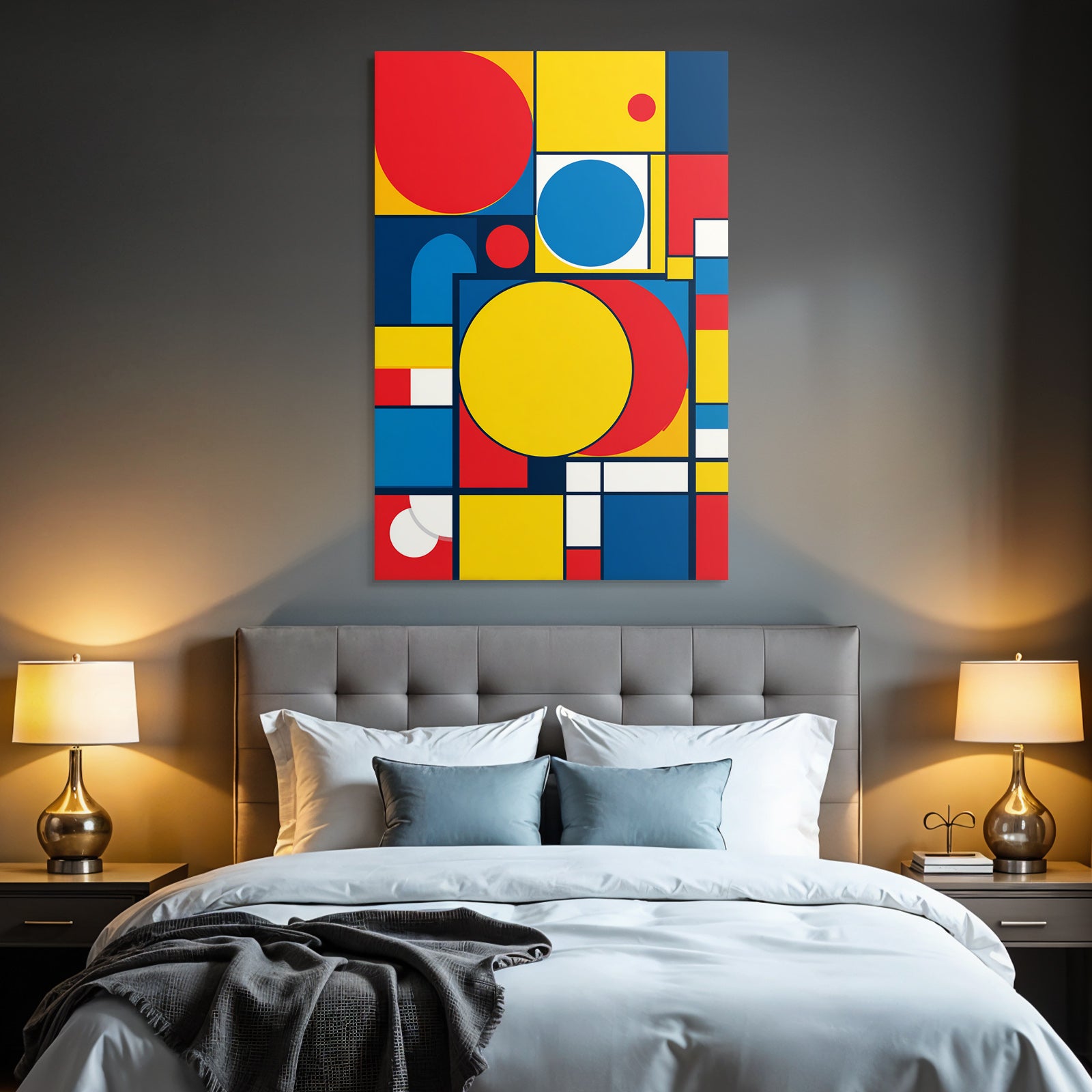 Abstrakte Geometrische Komposition In Rot Blau Gelb Und Weiss