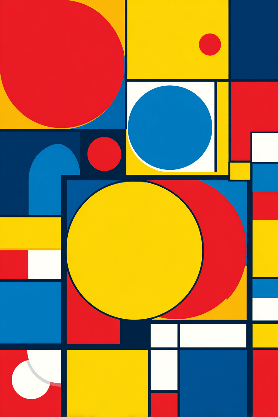 Abstrakte Geometrische Komposition In Rot Blau Gelb Und Weiss | Bauhaus | Stilrichtungen