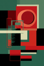 Abstrakte Geometrische Komposition In Rot Grun Schwarz Und Beige | Bauhaus | Stilrichtungen