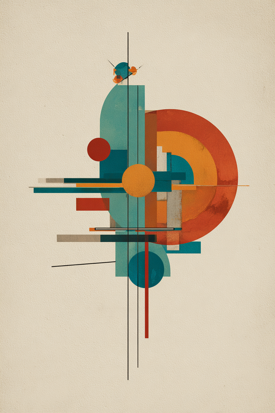 Abstrakte Geometrische Komposition In Türkis Orange Und Rot | Bauhaus | Stilrichtungen