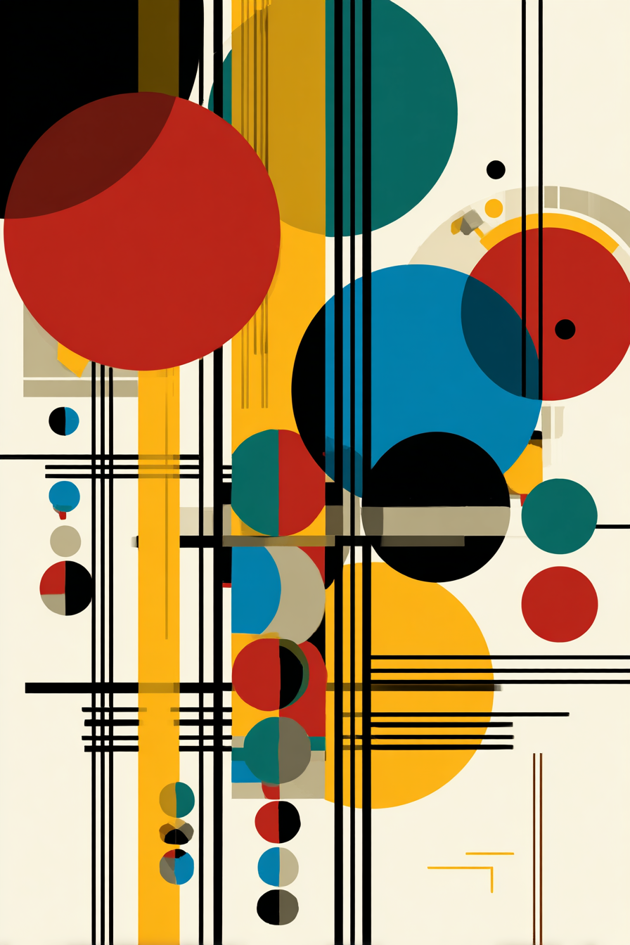 Abstrakte Geometrische Komposition Mit Bunten Kreisen Und Linien | Bauhaus | Stilrichtungen