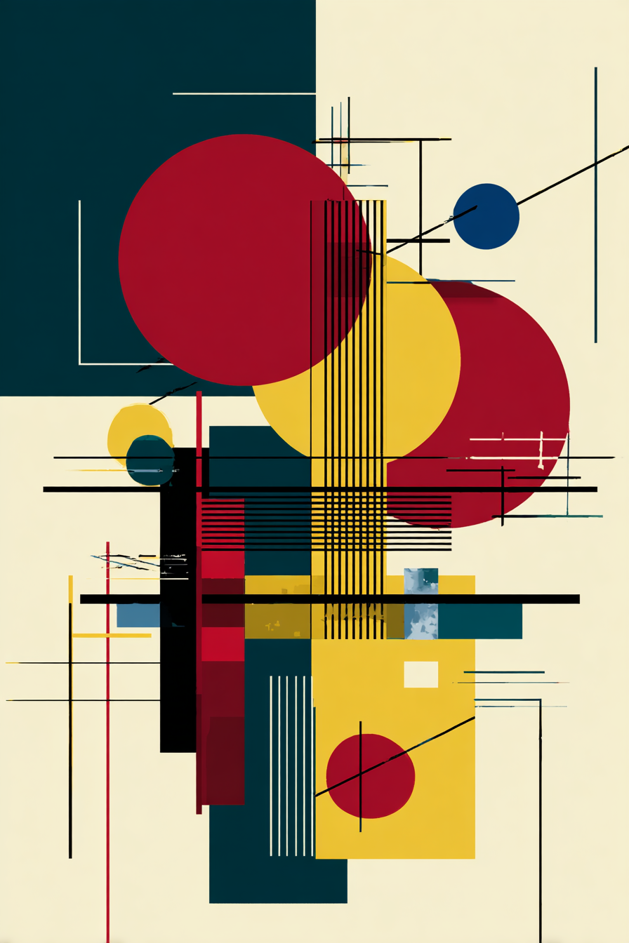 Abstrakte Geometrische Komposition Mit Farbigen Kreisen Und Linien | Bauhaus | Stilrichtungen