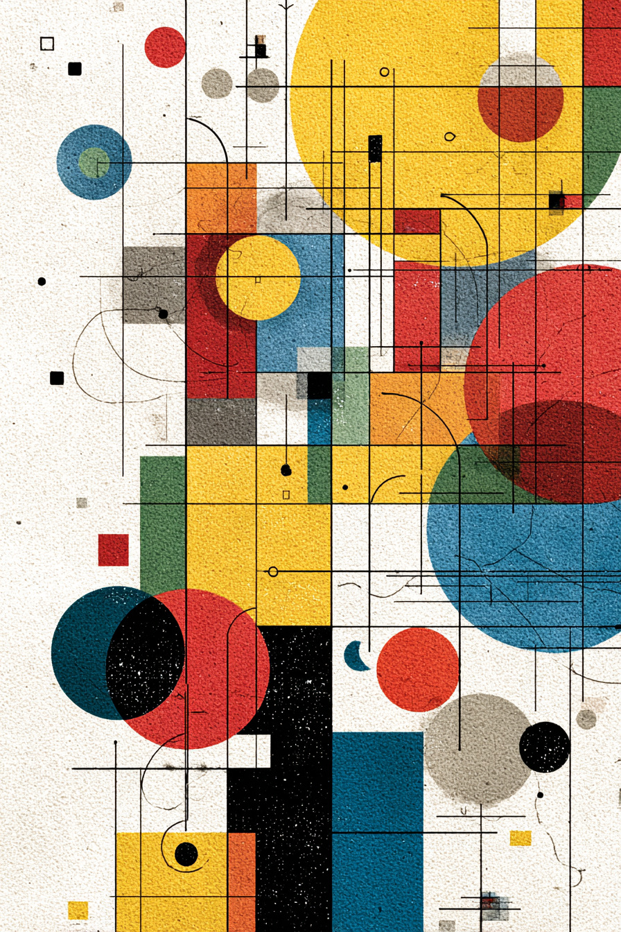 Abstrakte Geometrische Komposition Mit Kreisen Und Vierecken | Bauhaus | Stilrichtungen