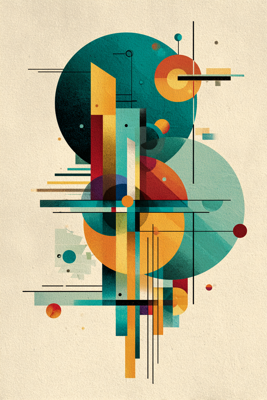 Abstrakte Geometrische Komposition Mit Kreisformen Und Linien | Bauhaus | Stilrichtungen