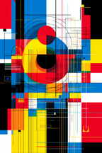 Abstrakte Geometrische Komposition Rot Blau Gelb Schwarz Weiss | Bauhaus | Stilrichtungen