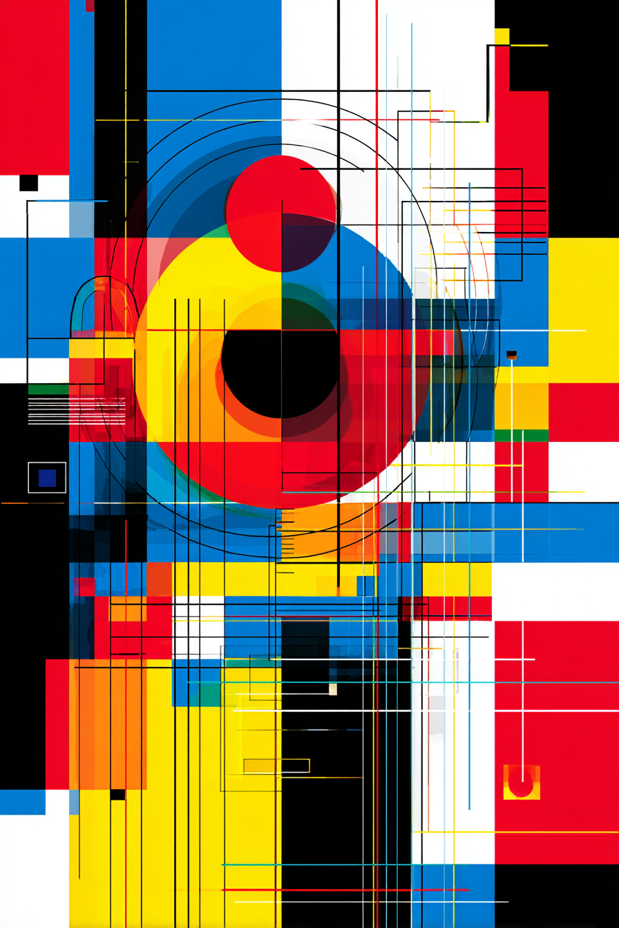 Abstrakte Geometrische Komposition Rot Blau Gelb Schwarz Weiss | Bauhaus | Stilrichtungen