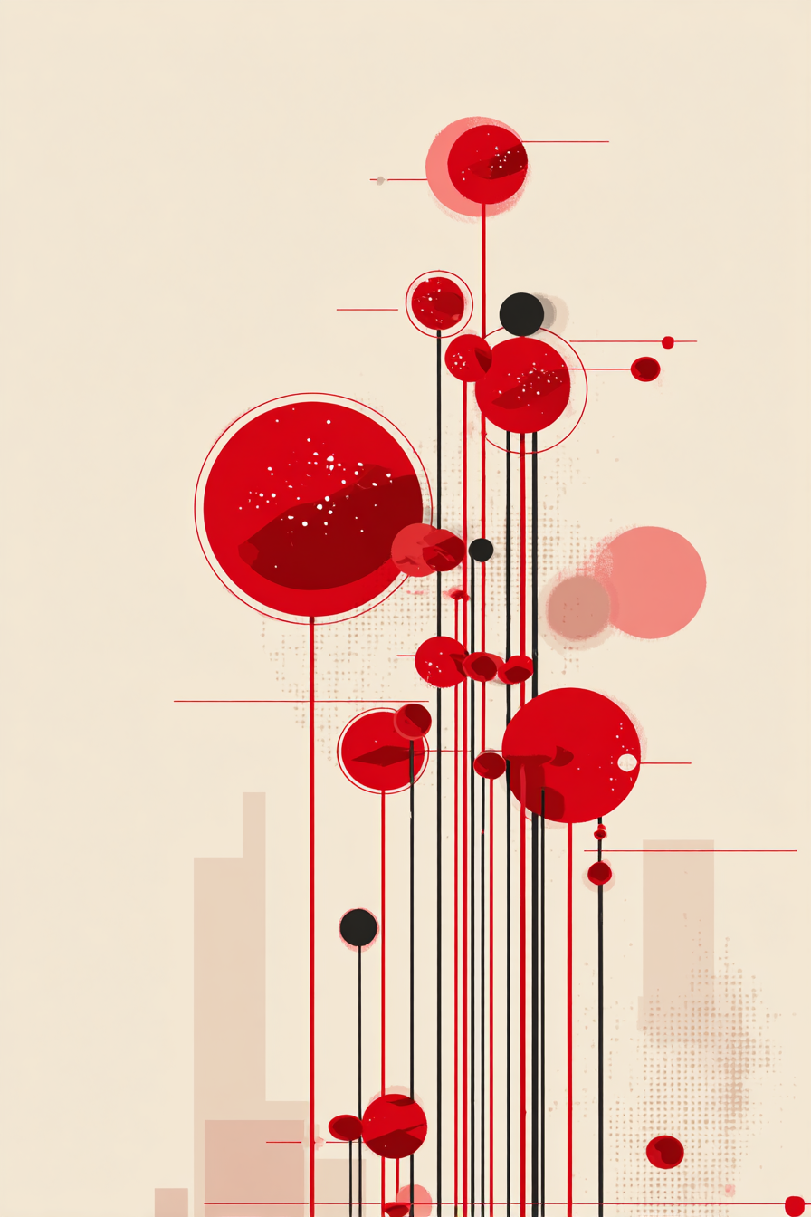 Abstrakte Kreise Mit Linien Und Punkten In Rot Und Schwarz | Bauhaus | Stilrichtungen