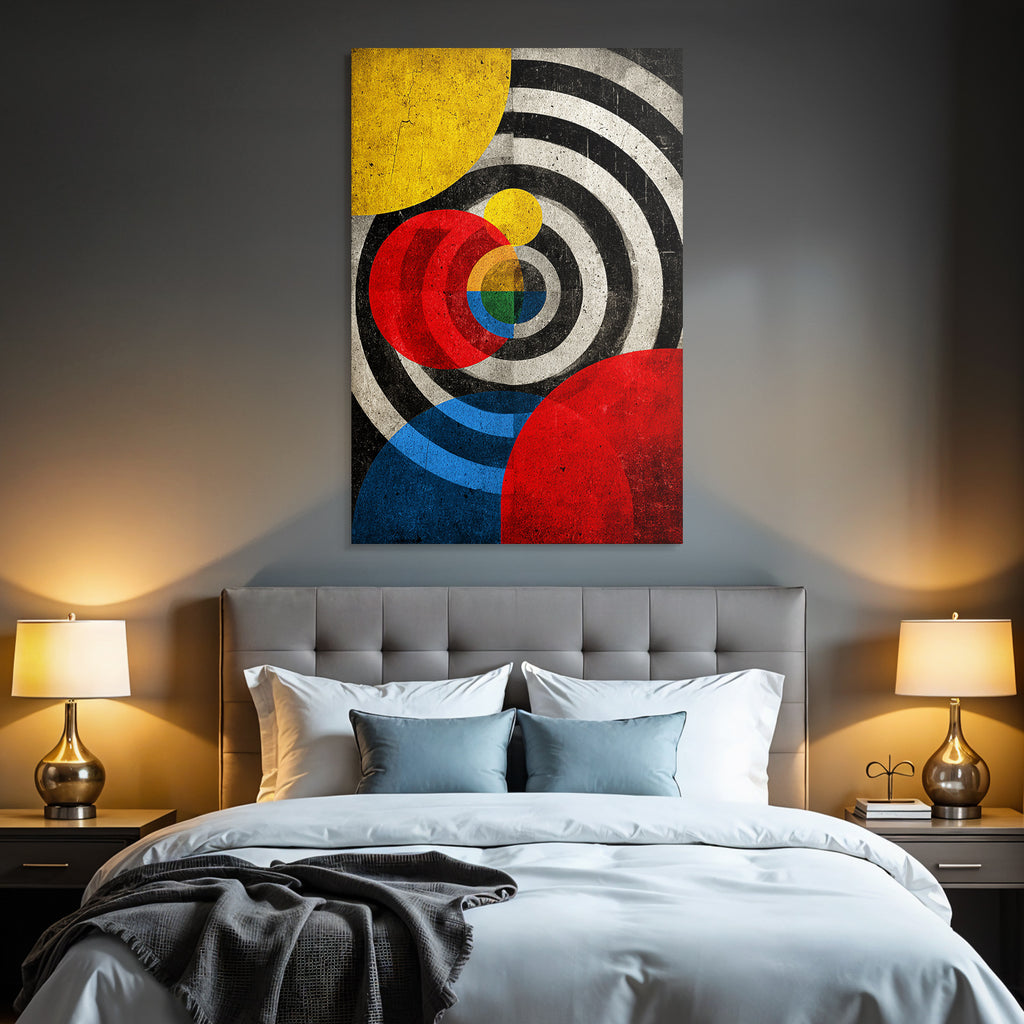 Abstrakte Kreise Und Bunte Geometrie Mit Texturiertem Hintergrund