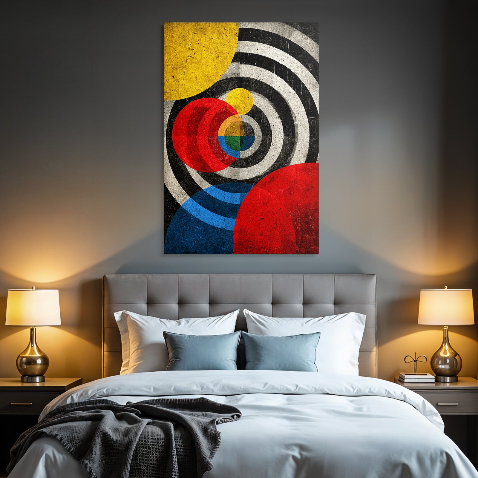 Abstrakte Kreise Und Bunte Geometrie Mit Texturiertem Hintergrund