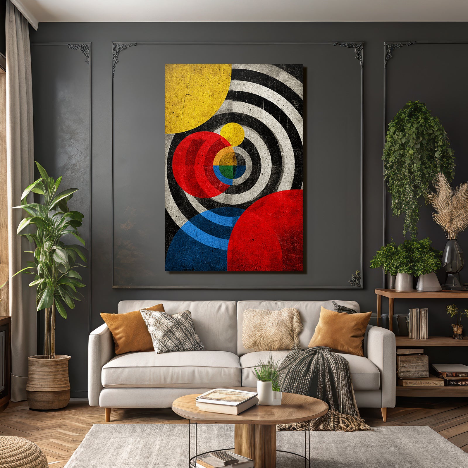 Abstrakte Kreise Und Bunte Geometrie Mit Texturiertem Hintergrund
