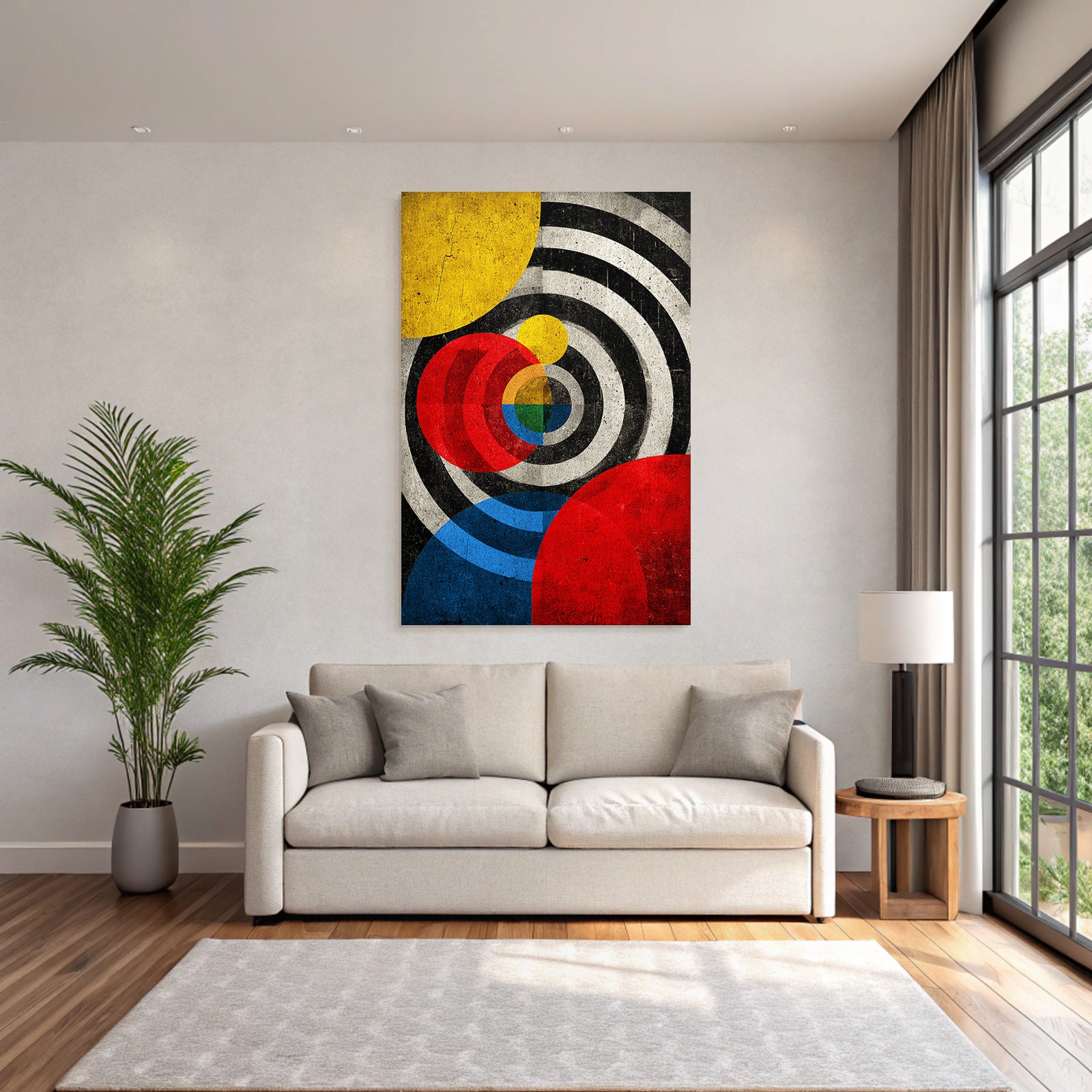 Abstrakte Kreise Und Bunte Geometrie Mit Texturiertem Hintergrund