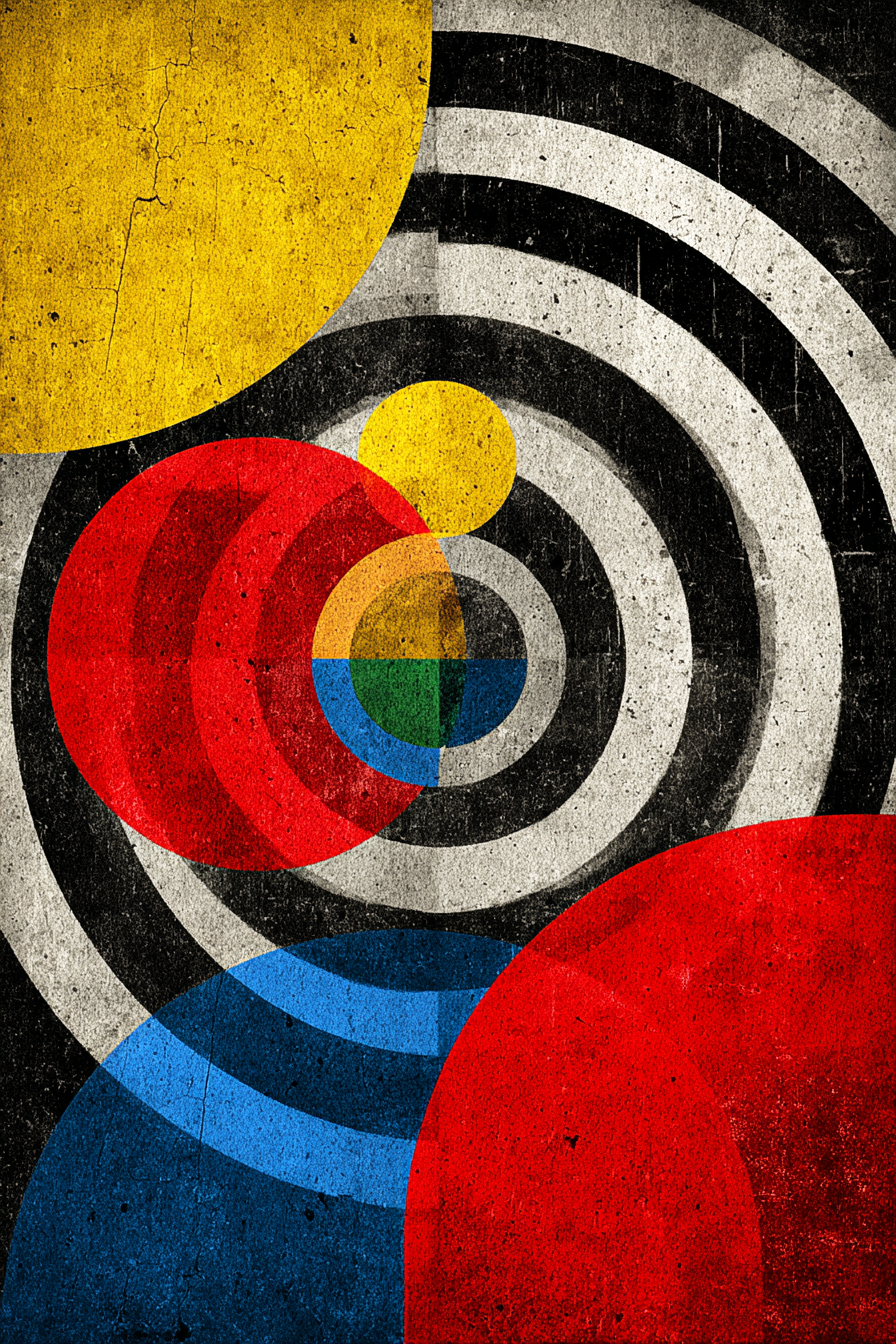 Abstrakte Kreise Und Bunte Geometrie Mit Texturiertem Hintergrund | Bauhaus | Stilrichtungen