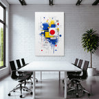Abstrakte Kunst Mit Geometrischen Formen Und Leuchtenden Farbspritzern