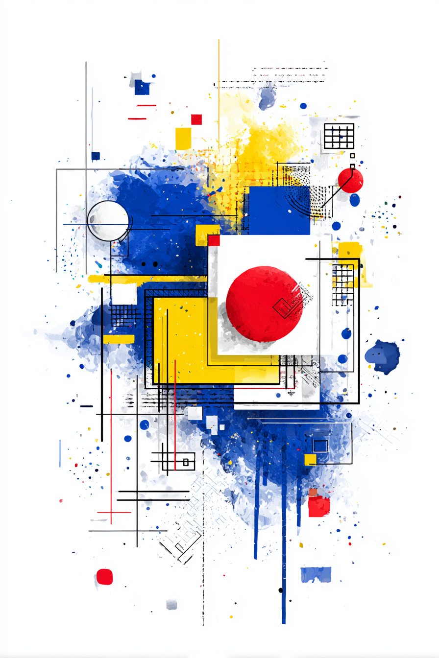Abstrakte Kunst Mit Geometrischen Formen Und Leuchtenden Farbspritzern | Bauhaus | Stilrichtungen