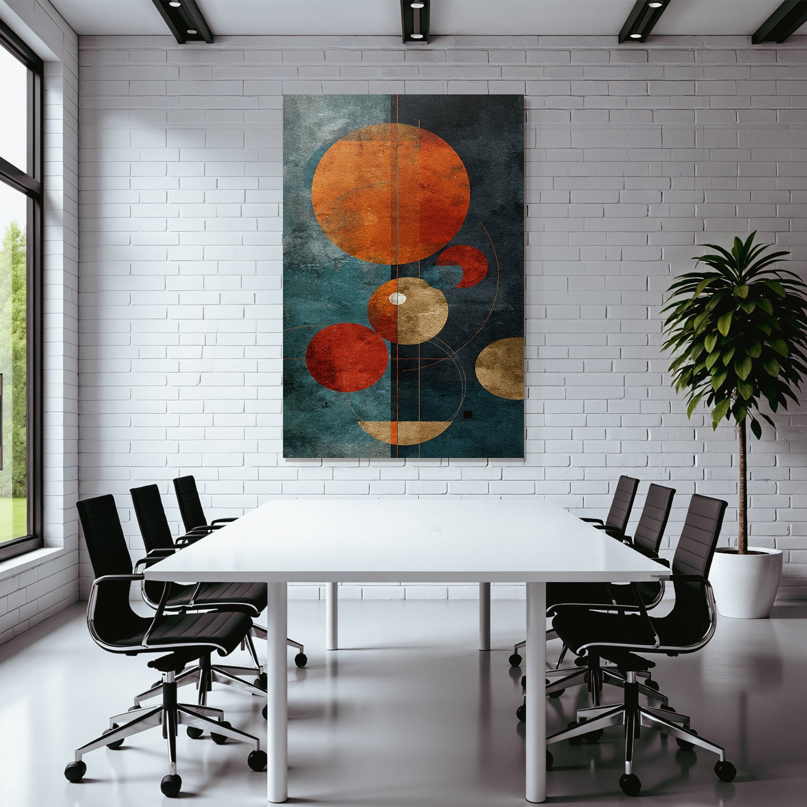 Abstraktes Design In Orange Gold Türkis Und Dunkelblau