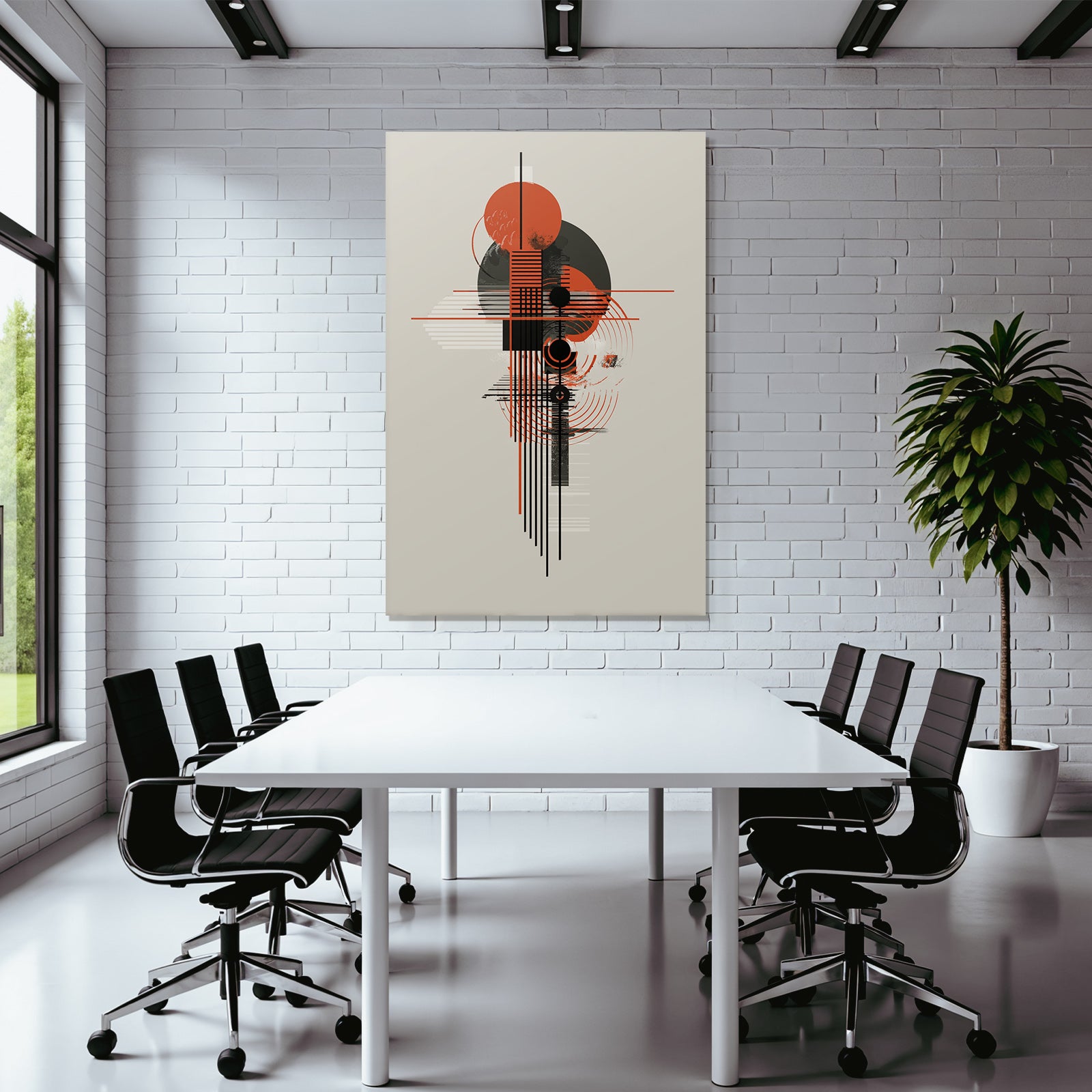 Abstraktes Geometrisches Design In Schwarz Rot Und Creme