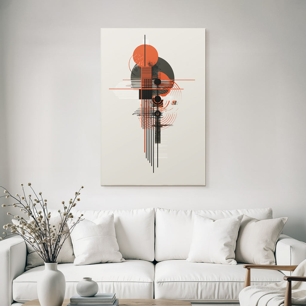 Abstraktes Geometrisches Design In Schwarz Rot Und Creme