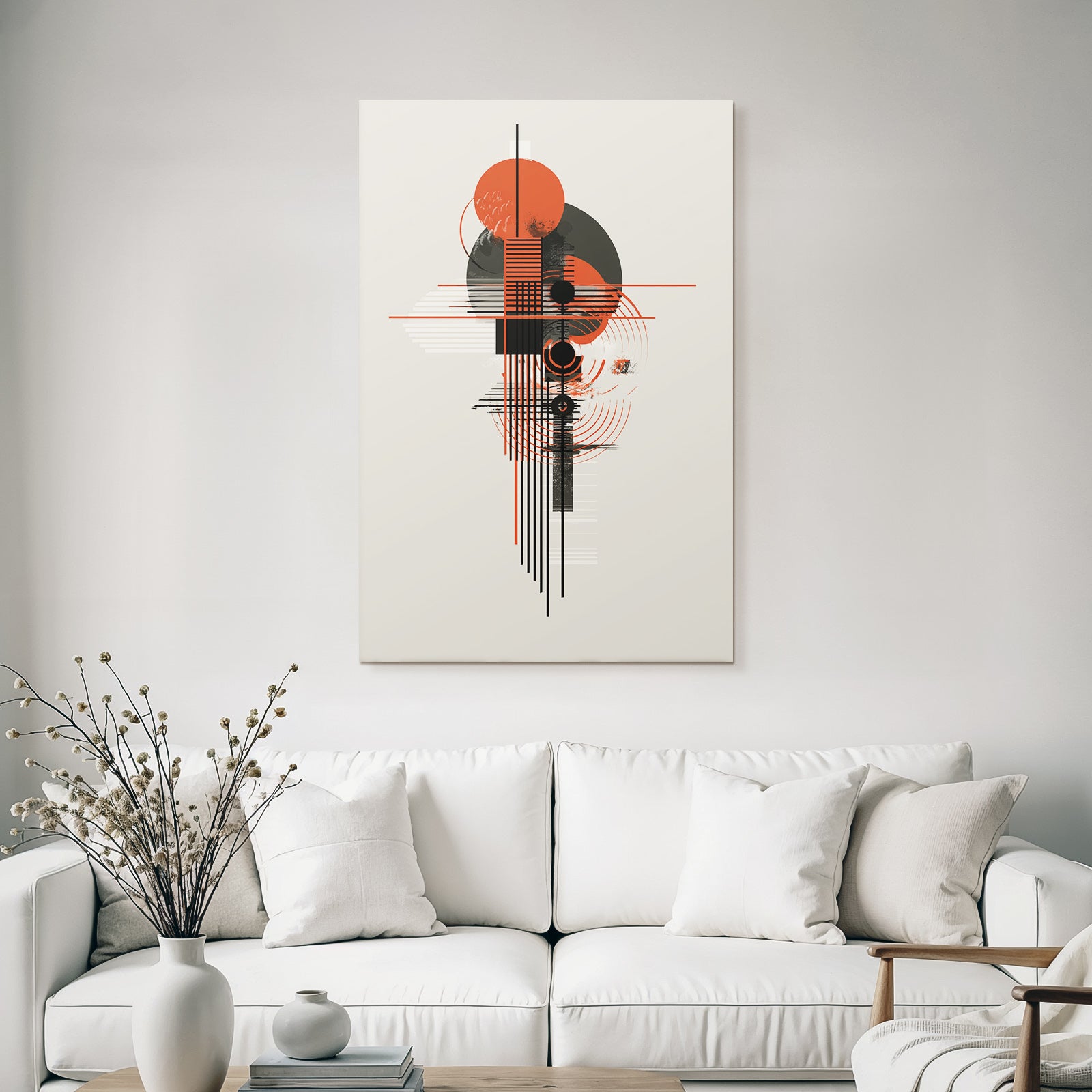 Abstraktes Geometrisches Design In Schwarz Rot Und Creme