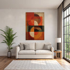 Geometrische Abstrakte Kunst Mit Warmen Farben Und Vintage Struktur