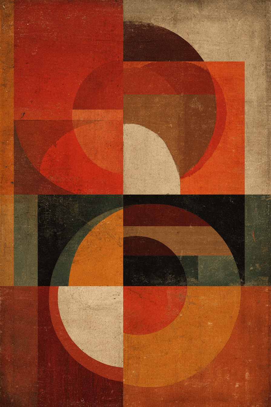 Geometrische Abstrakte Kunst Mit Warmen Farben Und Vintage Struktur | Bauhaus | Stilrichtungen