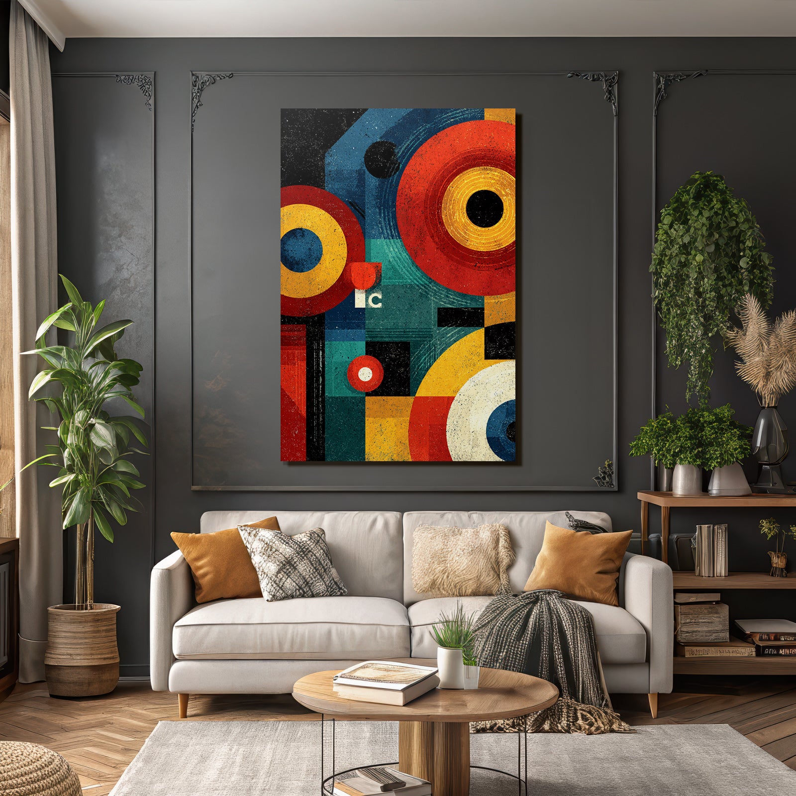 Retro Abstrakte Geometrische Kunst Mit Kreisen Vierecken Und Schichten