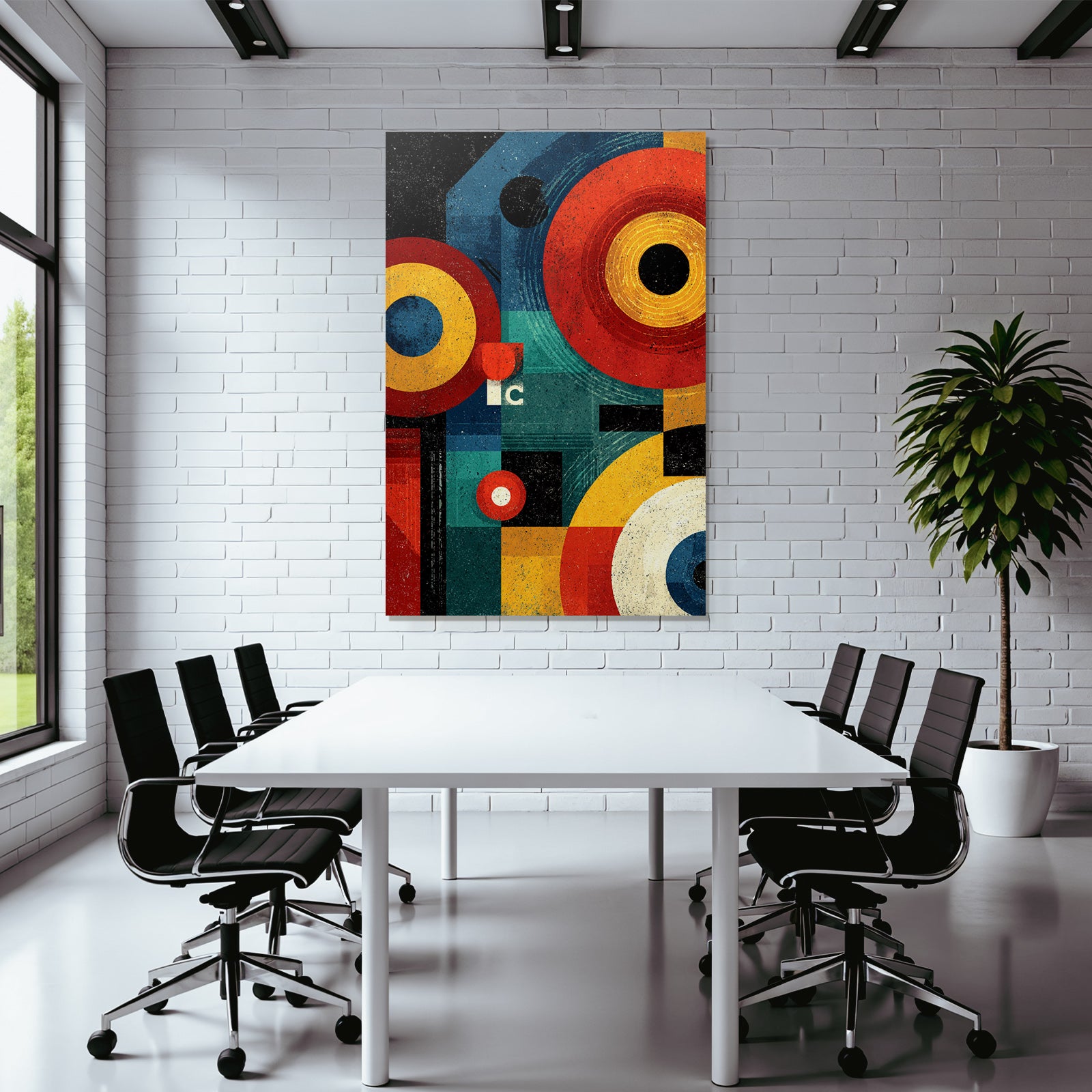 Retro Abstrakte Geometrische Kunst Mit Kreisen Vierecken Und Schichten