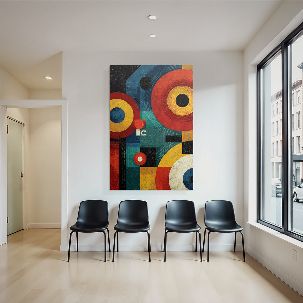 Retro Abstrakte Geometrische Kunst Mit Kreisen Vierecken Und Schichten
