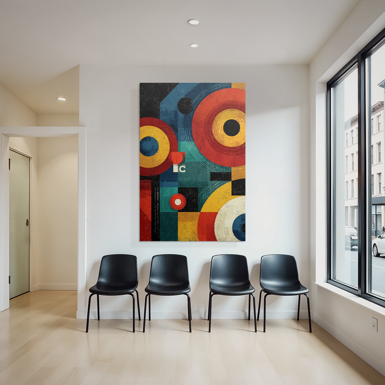Retro Abstrakte Geometrische Kunst Mit Kreisen Vierecken Und Schichten