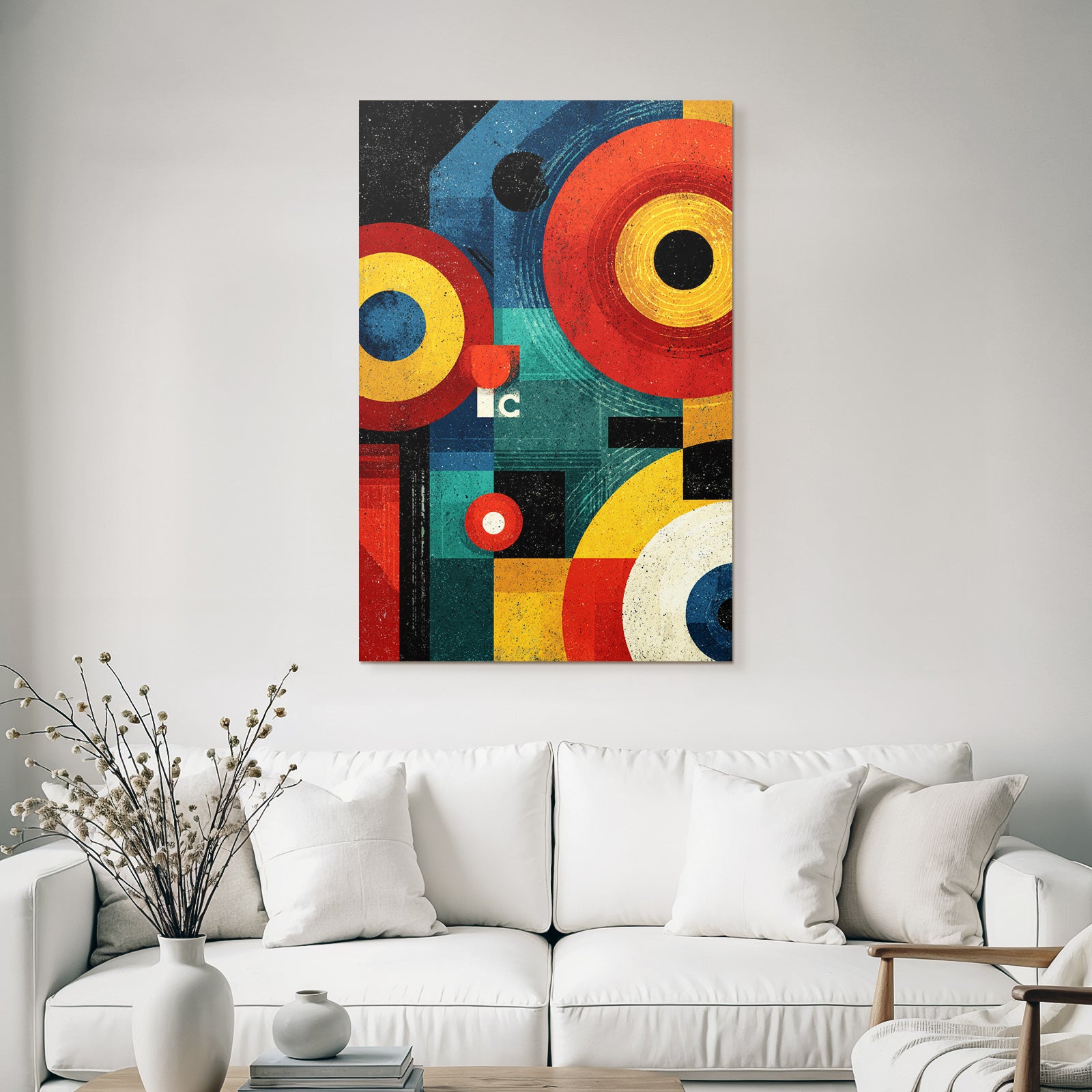 Retro Abstrakte Geometrische Kunst Mit Kreisen Vierecken Und Schichten