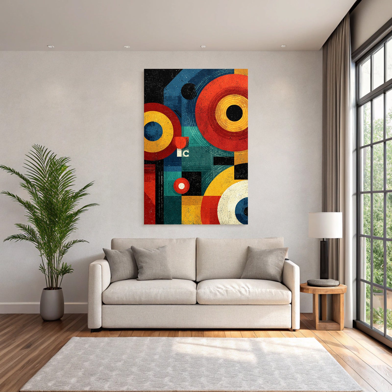 Retro Abstrakte Geometrische Kunst Mit Kreisen Vierecken Und Schichten