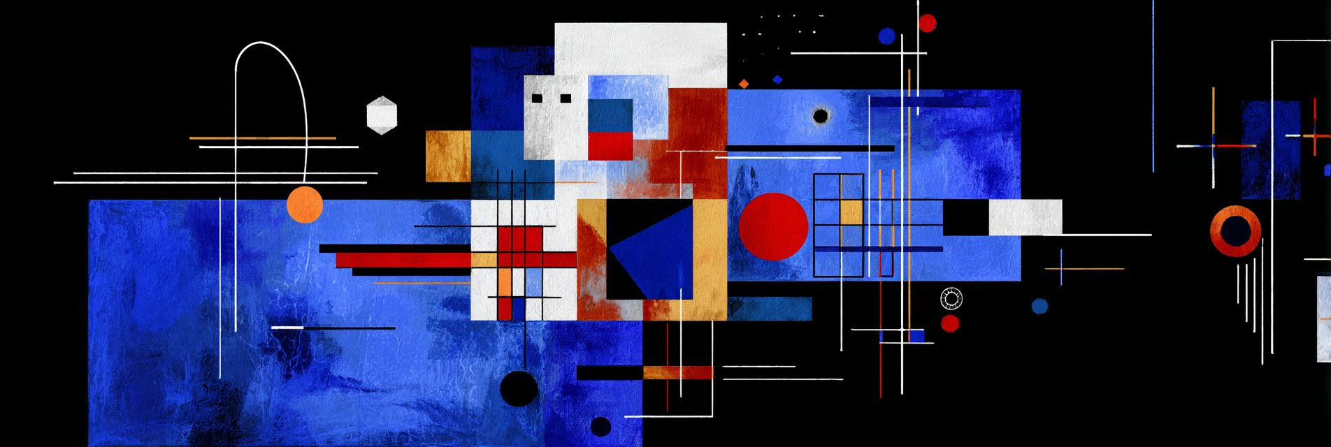 Abstrakte Geometrische Komposition In Blau Rot Weiss Und Orange | Bauhaus | Stilrichtungen