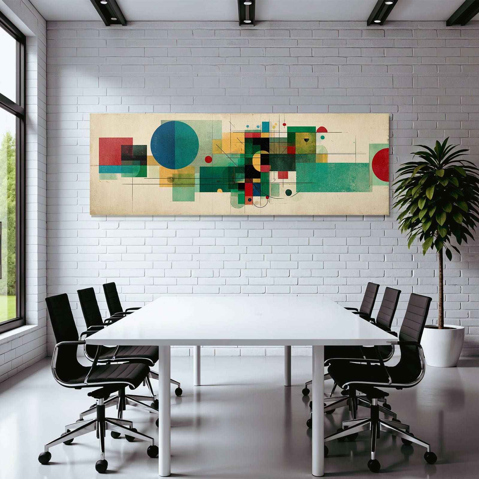 Abstrakte Geometrische Komposition Mit Kreisen Vierecken