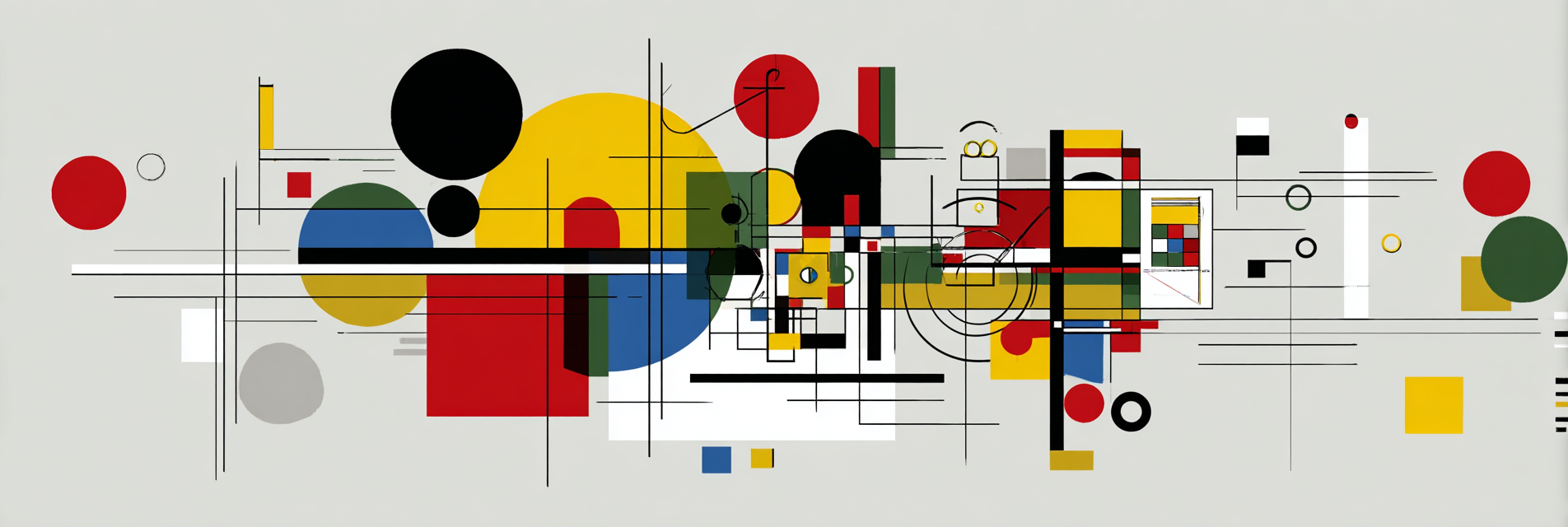 Abstrakte Geometrische Komposition Rot Gelb Schwarz Grün Blau | Bauhaus | Stilrichtungen