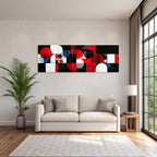 Abstrakte Geometrische Komposition Rot Schwarz Weiss Blau