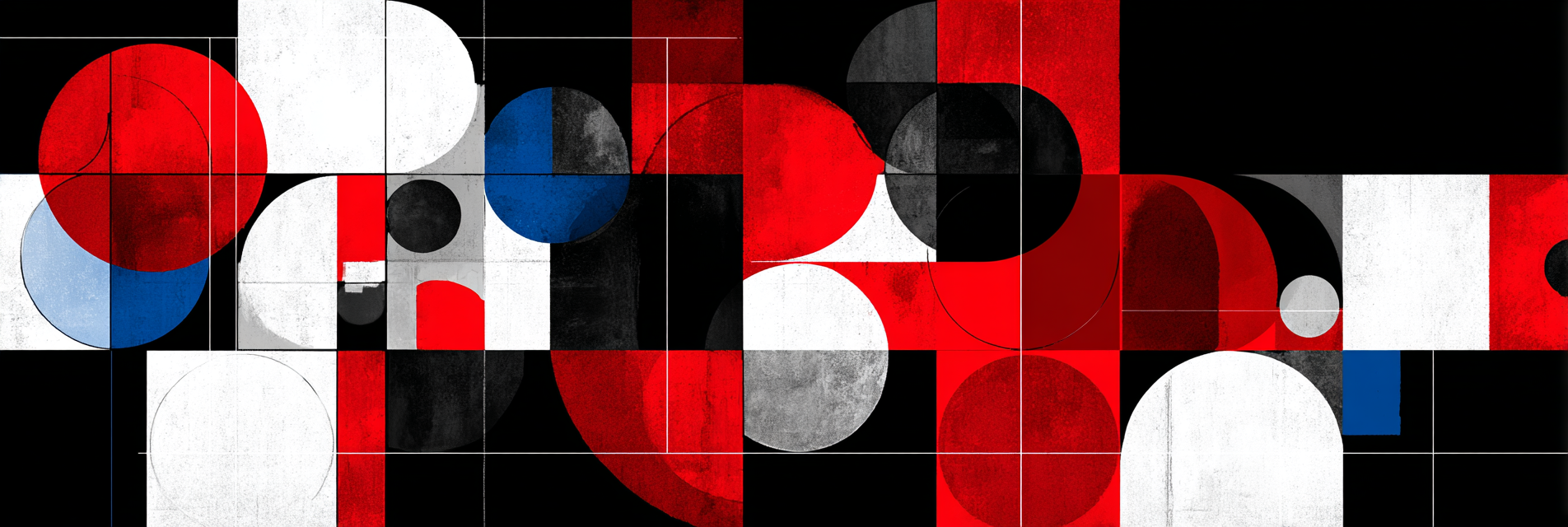 Abstrakte Geometrische Komposition Rot Schwarz Weiss Blau | Bauhaus | Stilrichtungen