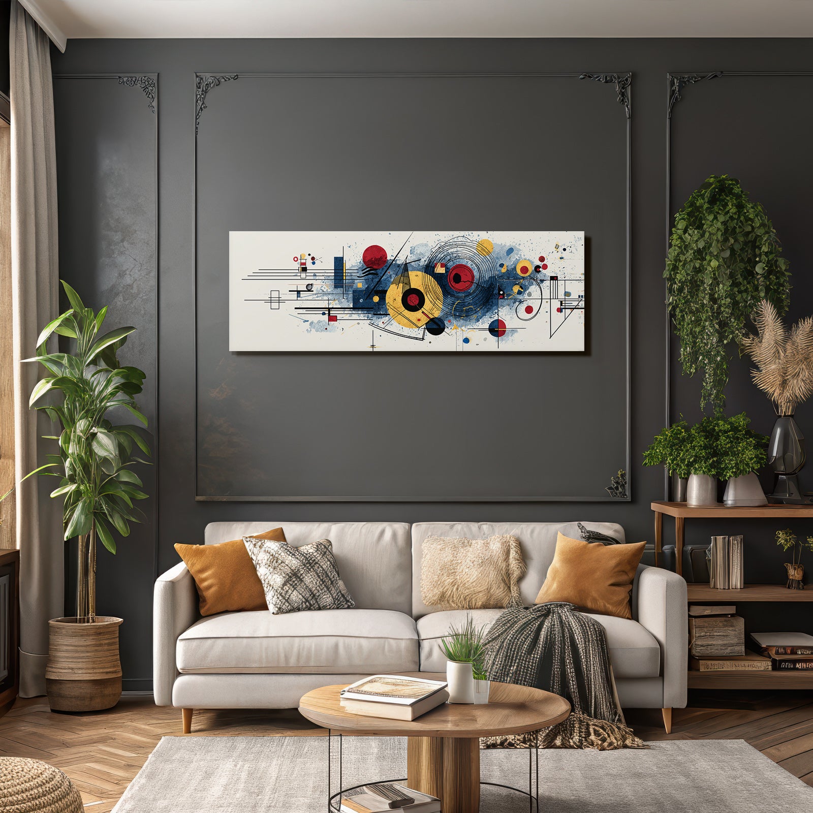 Abstrakte Kunst Mit Geometrischen Formen Und Farbklecksen