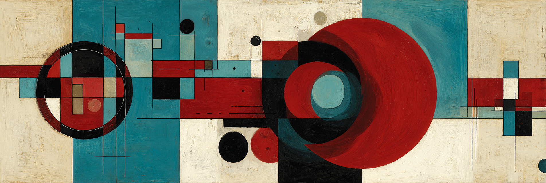 Abstraktes Geometrisches Kunstwerk Rot Schwarz Blau Beige | Bauhaus | Stilrichtungen