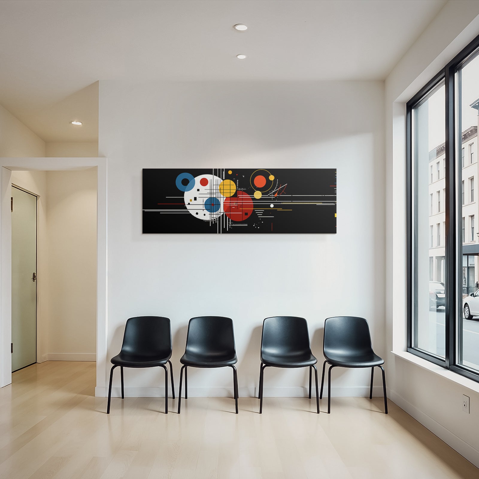 Abstraktes Grafikdesign Mit Bunten Kreisen Auf Schwarzem Hintergrund