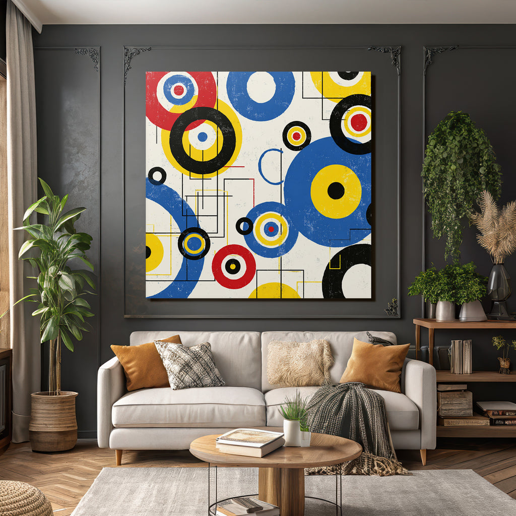 Abstrakte Bunte Kreise Und Geometrische Formen Im Stil