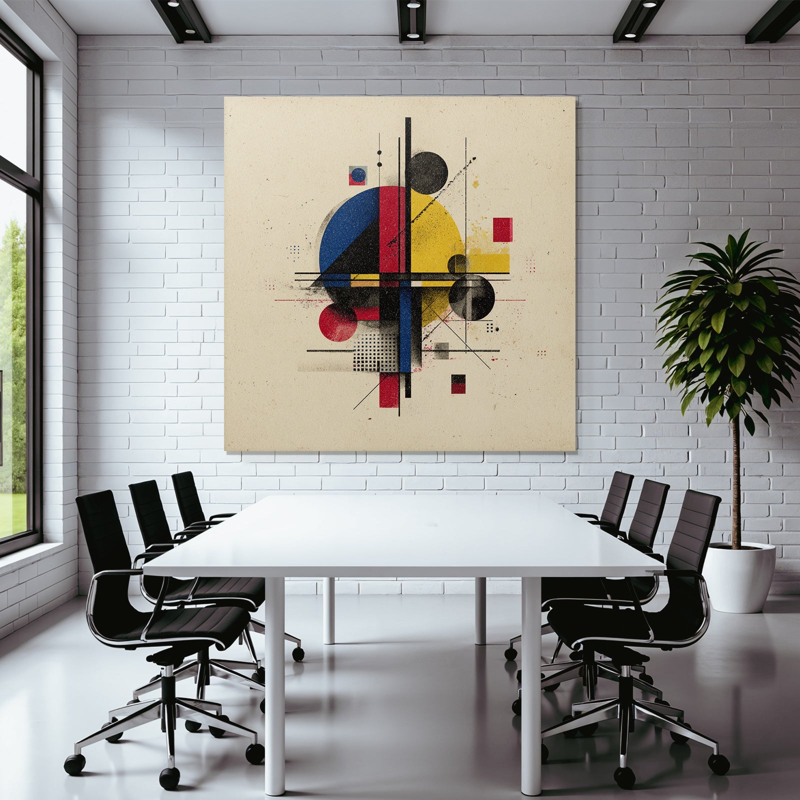Abstrakte Geometrische Komposition Mit Kreisen Quadraten Linien Und Struktur