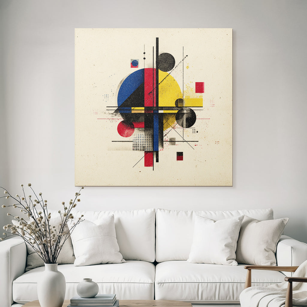 Abstrakte Geometrische Komposition Mit Kreisen Quadraten Linien Und Struktur
