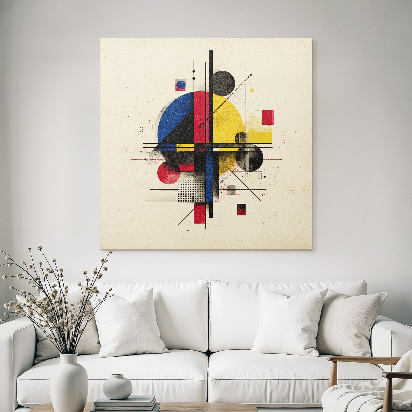 Abstrakte Geometrische Komposition Mit Kreisen Quadraten Linien Und Struktur